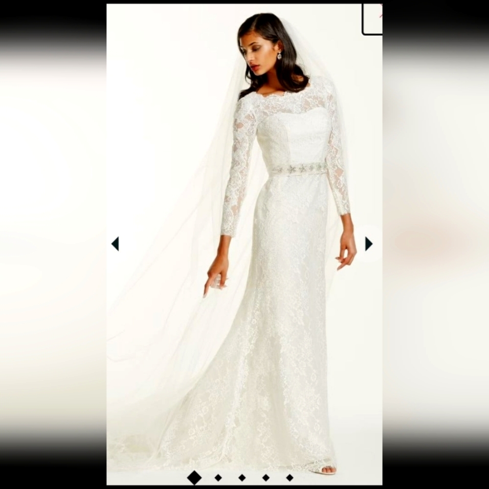 Davids Bridal Galina Signature Ivory Wedding Gown Size 10
